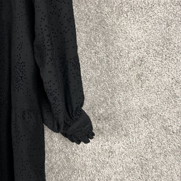 Zara Dress Womens Medium Black Dot Tiered Long Sleeve Tie Front Neck - Picture 4 of 12